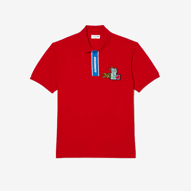 rouge 240 V6HV633 Hommes Lacoste polo à patte contrastante et écusson crocodile
