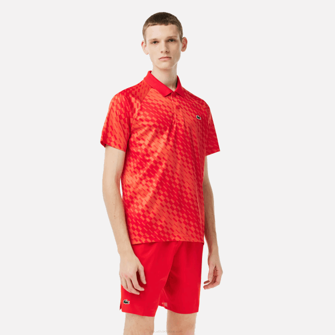 rouge orange wi9 V6HV110 Hommes Lacoste polo tennis x novak djokovic fan version