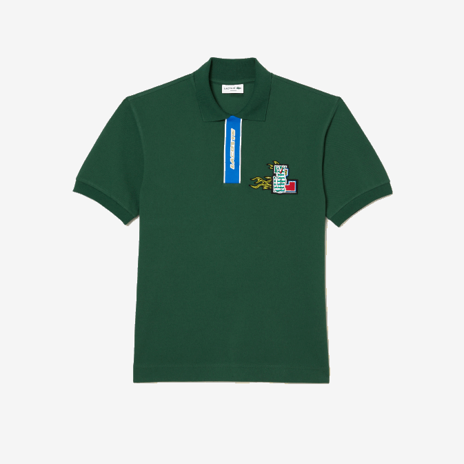 vert 132 V6HV634 Hommes Lacoste polo à patte contrastante et écusson crocodile