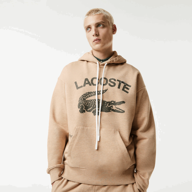 beige 4jw V6HV968 Hommes Lacoste sweat ample à capuche crocodile