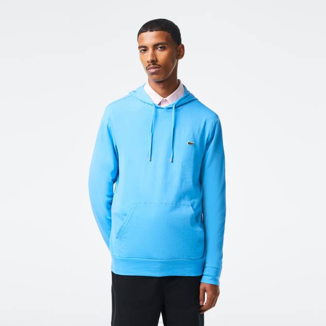 bleu 4xa V6HV623 Hommes Lacoste sweat à capuche en jersey de coton