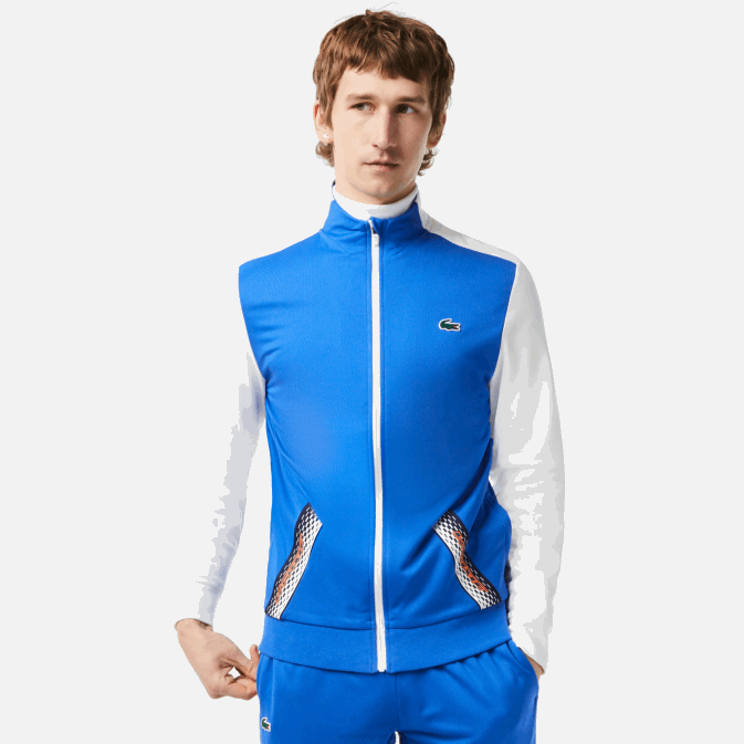 bleu blanc bleu ag1 V6HV339 Hommes Lacoste sweat zippé tennis ripstop
