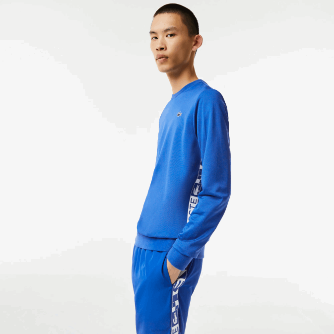 bleu k1q V6HV1057 Hommes Lacoste sweat-shirt de tennis imprimé sport