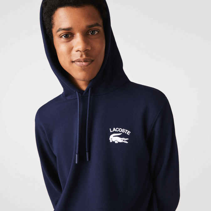 bleu marine 166 V6HV359 Hommes Lacoste sweat à capuche uni coupe classique