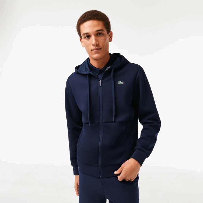 bleu marine 423 V6HV1019 Hommes Lacoste sweat à capuche à empiècements en mesh
