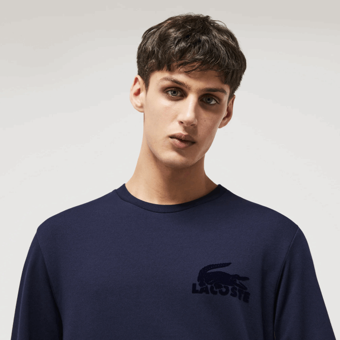 bleu marine 423 V6HV1388 Hommes Lacoste sweat-shirt d'intérieur en molleton de coton