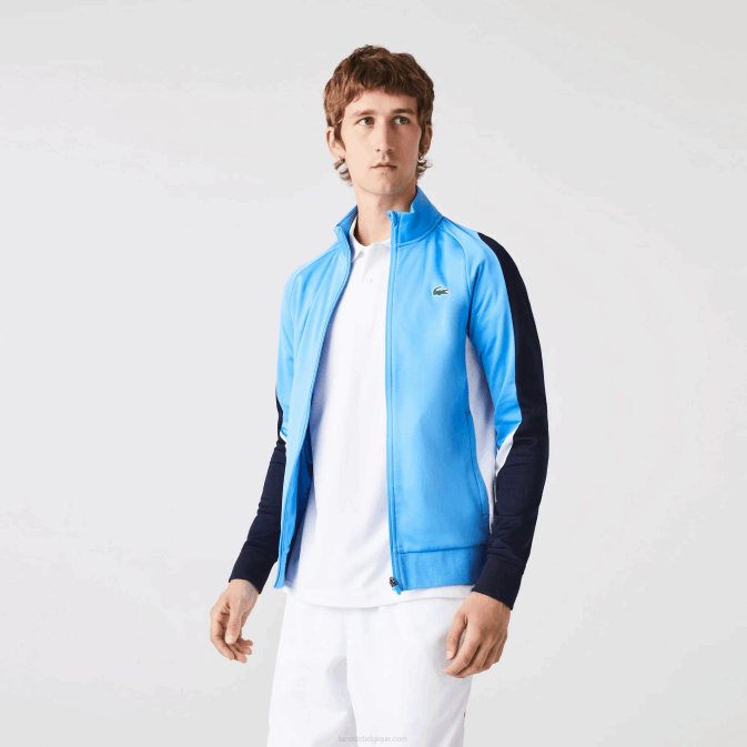 bleu marine blanc 5x7 V6HV976 Hommes Lacoste sweat de tennis zip coupe classique sport