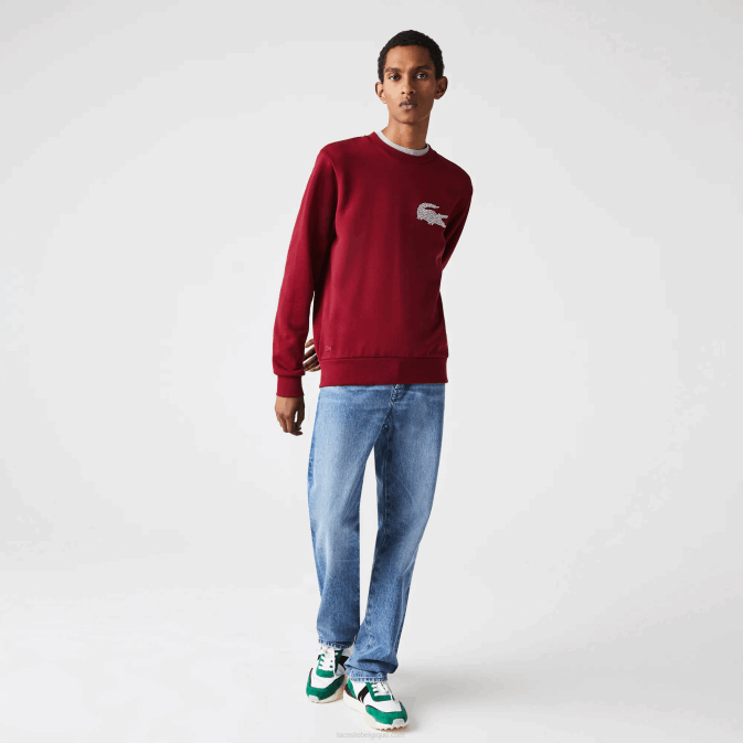 bordeaux p41 V6HV1182 Hommes Lacoste sweat molleton coton bio made in france