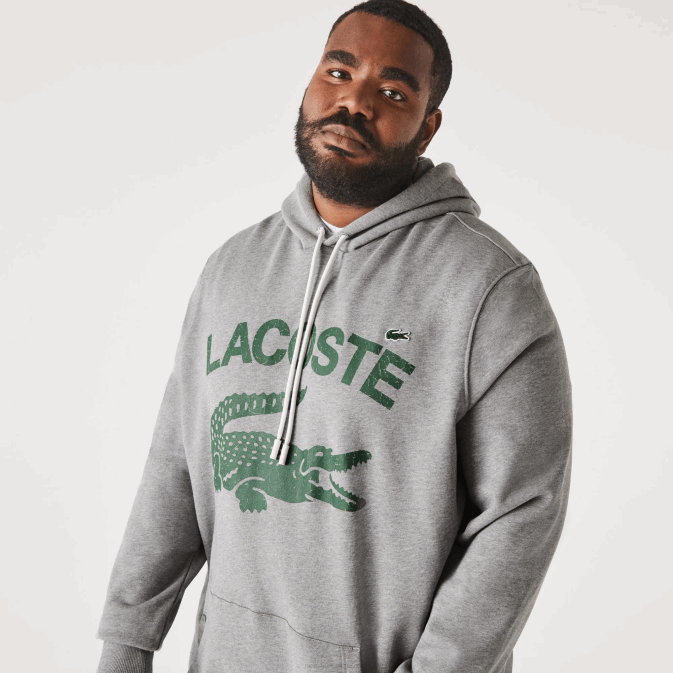 cour de chine grise V6HV364 Hommes Lacoste sweat à capuche en molleton de coton - grande taille - grand