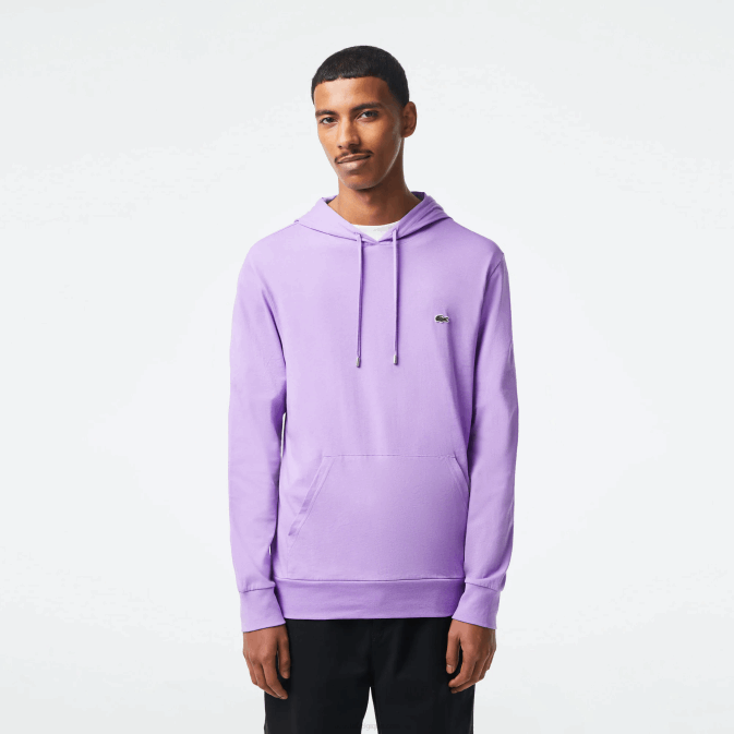 gfu violet V6HV790 Hommes Lacoste sweat à capuche en jersey de coton