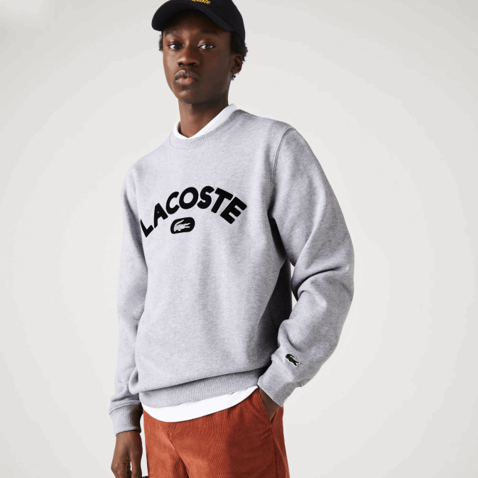 gris chiné cca V6HV1161 Hommes Lacoste sweat-shirt en éponge à logo