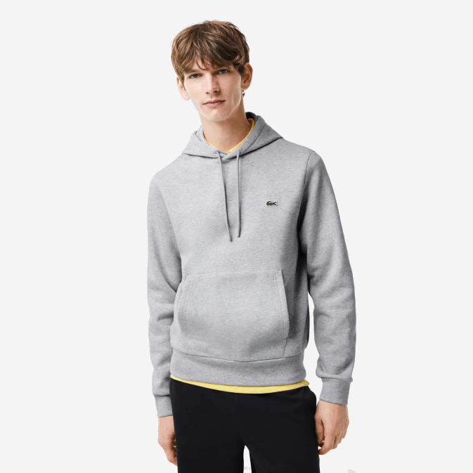 gris chiné cca V6HV288 Hommes Lacoste sweat à capuche coton bio