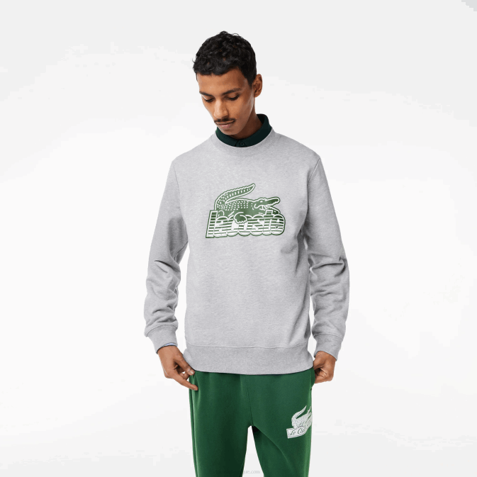 gris chiné cca V6HV301 Hommes Lacoste sweat col rond molleton non gratté