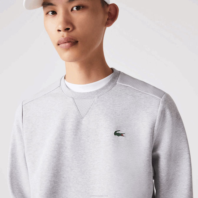 gris clair chine 9ya V6HV1062 Hommes Lacoste sweat à empiècements en mesh sport