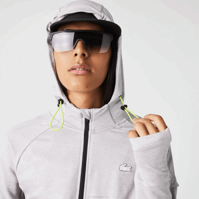 gris clair chine 9ya V6HV1084 Hommes Lacoste sweat zippé stretch sport