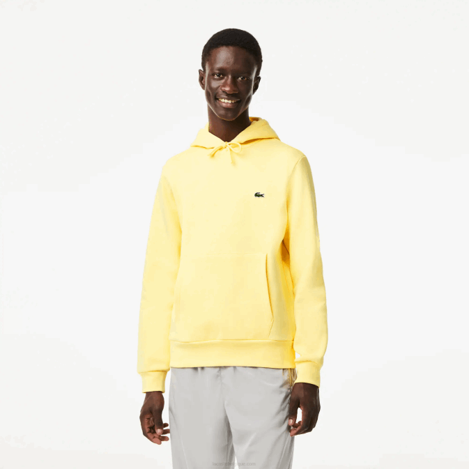 jaune 107 V6HV310 Hommes Lacoste sweat à capuche coton bio