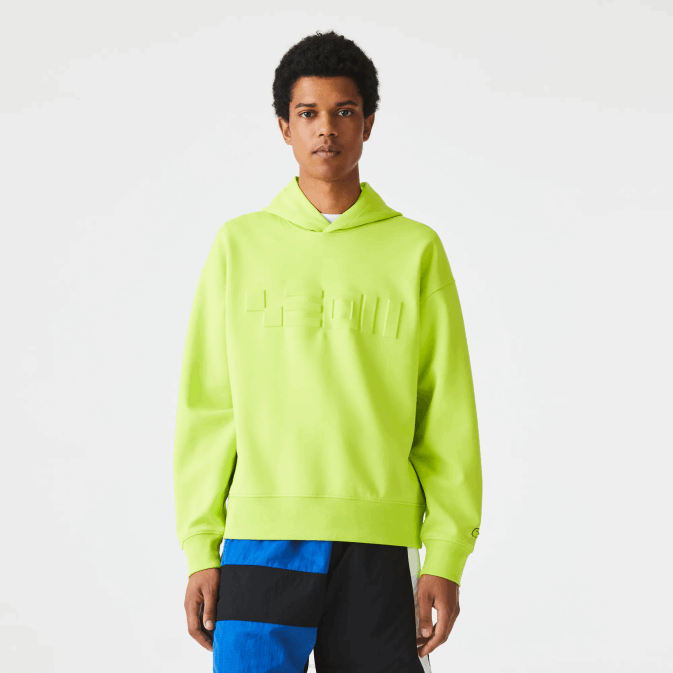 jaune 90v V6HV1054 Hommes Lacoste sweat à capuche coupe ample