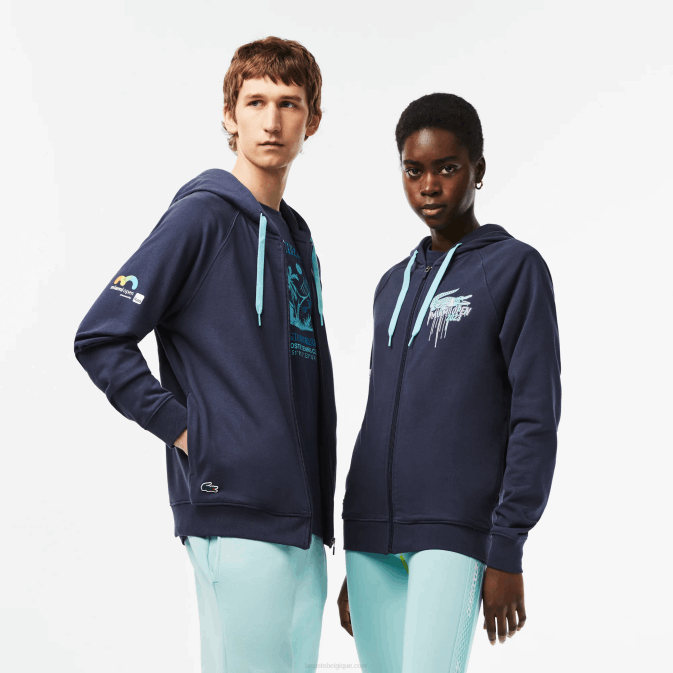 kxe bleu V6HV354 Hommes Lacoste sweat à capuche sport miami open edition