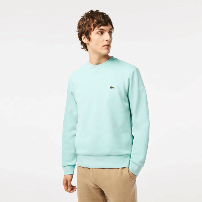 menthe lgf V6HV285 Hommes Lacoste sweat-shirt en coton bio brossé
