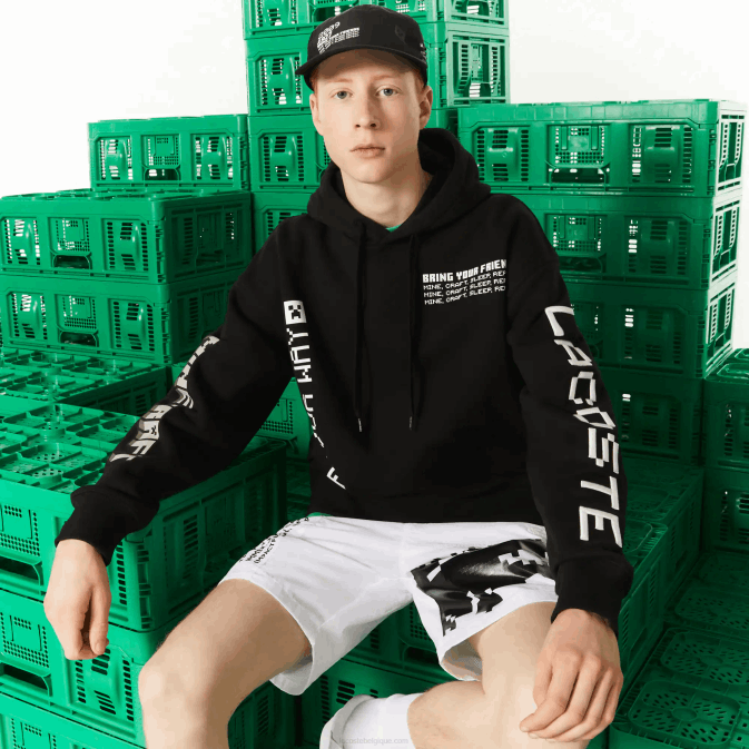 noir 031 V6HV1166 Hommes Lacoste sweat à capuche ample en polaire live x minecraft