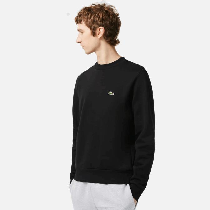 noir 031 V6HV273 Hommes Lacoste sweat-shirt en coton bio brossé
