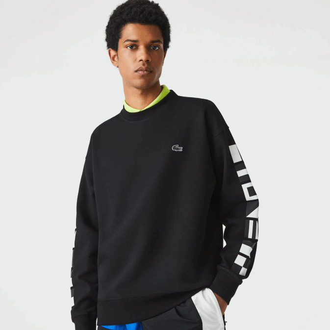 noir 031 V6HV982 Hommes Lacoste sweat ample à imprimé réfléchissant