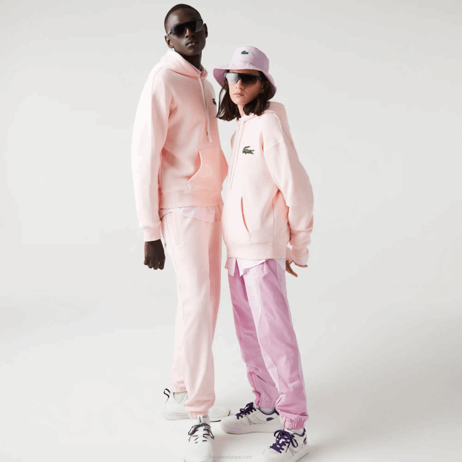 rose clair t03 V6HV1158 Hommes Lacoste sweat ample à capuche en coton bio