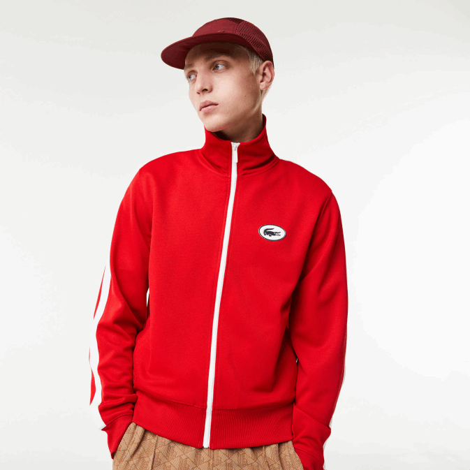 rouge 240 V6HV1015 Hommes Lacoste sweat col montant regular fit zippé en piqué