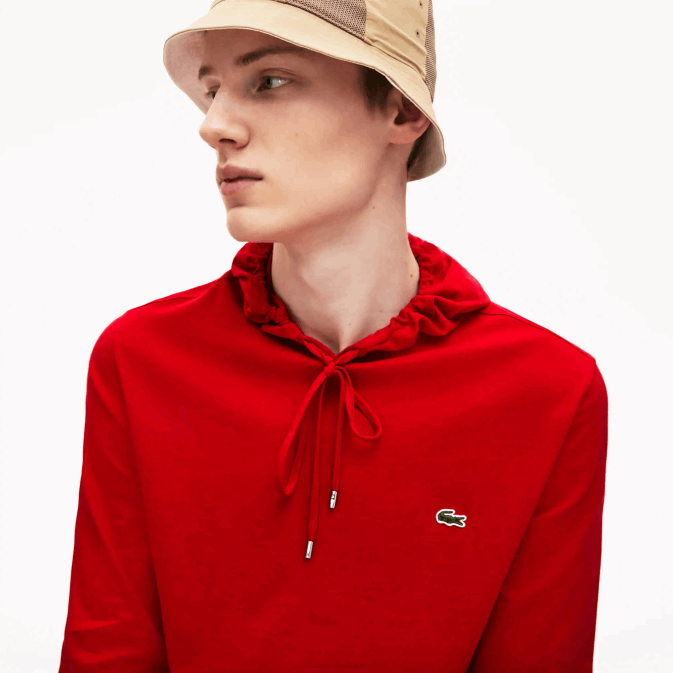 rouge 240 V6HV620 Hommes Lacoste sweat à capuche en jersey de coton