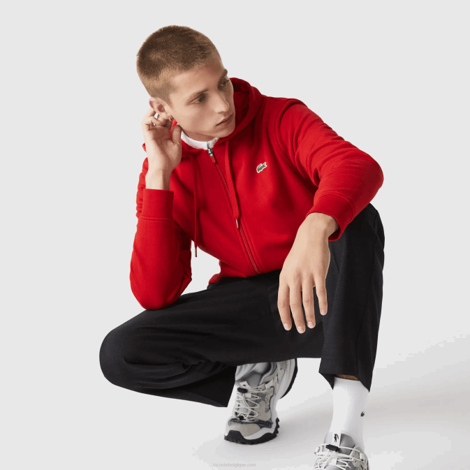 rouge e52 V6HV963 Hommes Lacoste sweat bi-matière sport léger