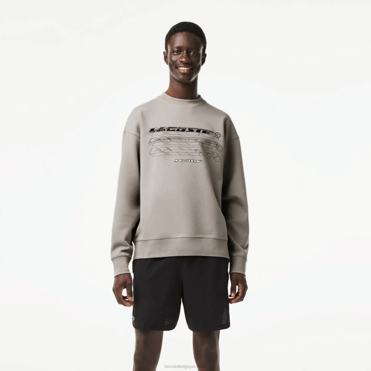 sweat ample à logo kzw gris X8Z4L8 Lacoste Hommes
