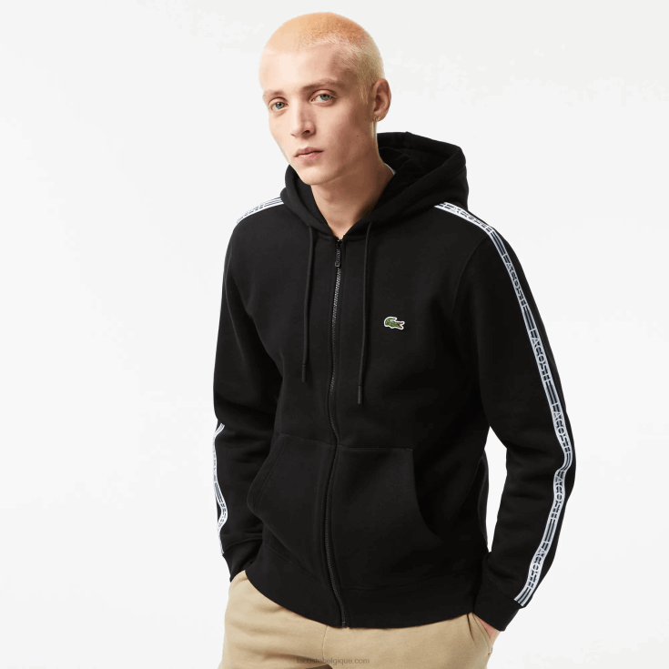 sweat à capuche zippé coupe classique avec rayures de la marque noir 031 X8Z4L13 Lacoste Hommes