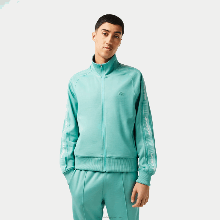 sweat zippé regular fit en piqué vert 3a4 X8Z4L30 Lacoste Hommes