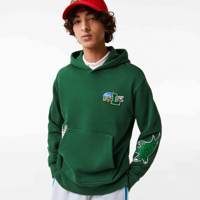 vert 132 V6HV1132 Hommes Lacoste sweat à capuche imprimé effet comique