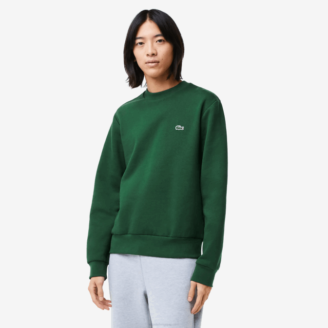 vert 132 V6HV281 Hommes Lacoste sweat-shirt en coton bio brossé