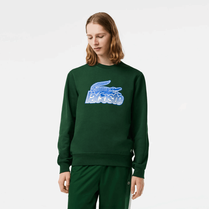 vert 132 V6HV299 Hommes Lacoste sweat col rond molleton non gratté