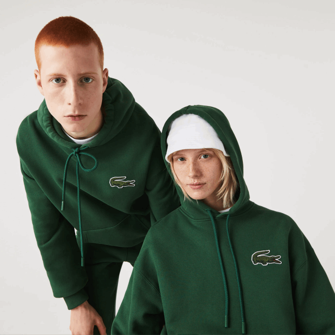vert 132 V6HV367 Hommes Lacoste sweat ample à capuche en coton bio