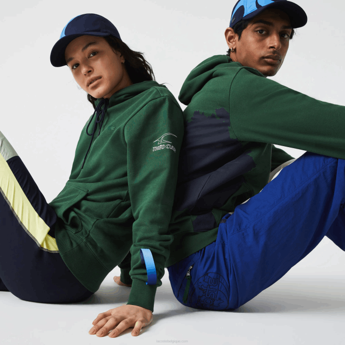 vert bleu marine nl7 V6HV1123 Hommes Lacoste sweat à capuche sport x theo curin en coton bio