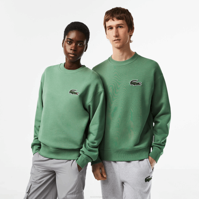 vert kaki kx5 V6HV325 Hommes Lacoste sweat ample à écusson crocodile