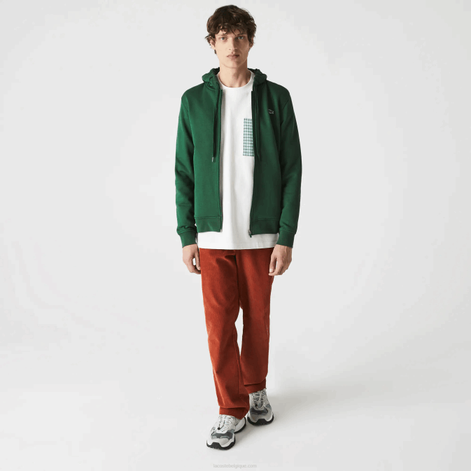 vert s30 V6HV1163 Hommes Lacoste sweat bi-matière sport léger