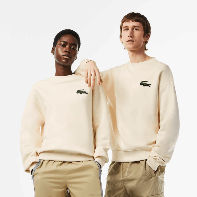 xfj blanc V6HV324 Hommes Lacoste sweat ample à écusson crocodile