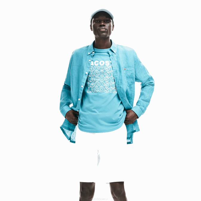 blanc 001 V6HV1618 Hommes Lacoste bermuda regular fit en gabardine de coton