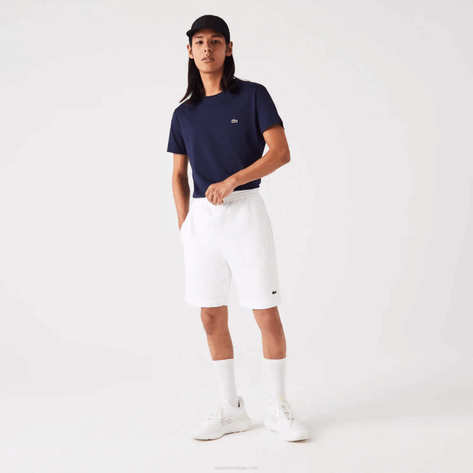 blanc 001 V6HV415 Hommes Lacoste short en molleton de coton bio brossé