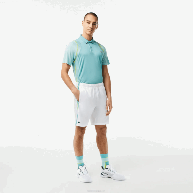 blanc vert jaune bh3 V6HV427 Hommes Lacoste short de tennis en polyester recyclé