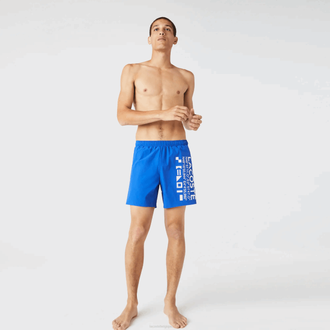 bleu blanc 7lc V6HV1661 Hommes Lacoste short de bain à imprimé marin
