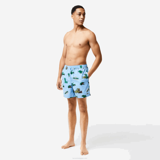 bleu blanc ep V6HV1669 Hommes Lacoste maillot de bain doublé en filet