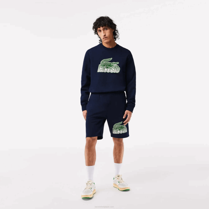 bleu marine 166 V6HV430 Hommes Lacoste short en molleton de coton non gratté