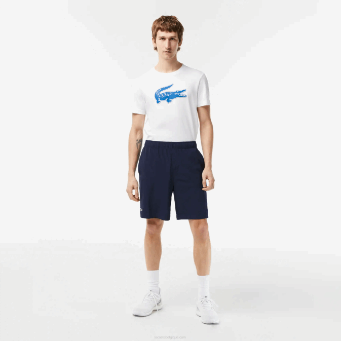 bleu marine blanc 525 V6HV1411 Hommes Lacoste short de sport ultra léger