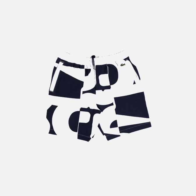 bleu marine blanc 525 V6HV1637 Hommes Lacoste short en molleton de coton à imprimé graphique héritage