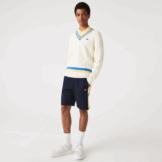 bleu marine jaune 144 V6HV1516 Hommes Lacoste short en molleton brossé color-block
